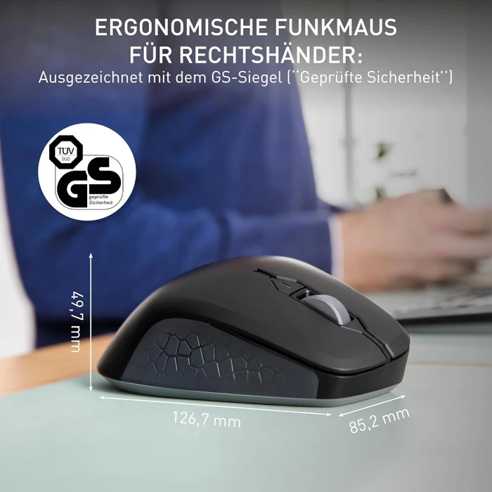 Cherry MSW Stream Mouse Comfort Wireless, schwarz, USB
