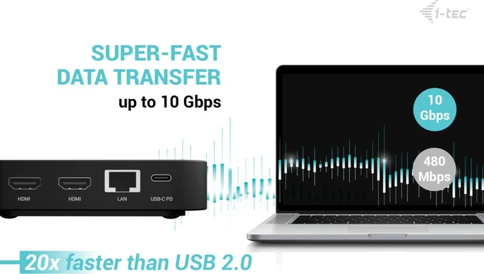 i-tec USB-C Dual HDMI Docking Station, USB PD 100W, USB-C 3.1 mit DisplayPort 1.4 [Stecker]
