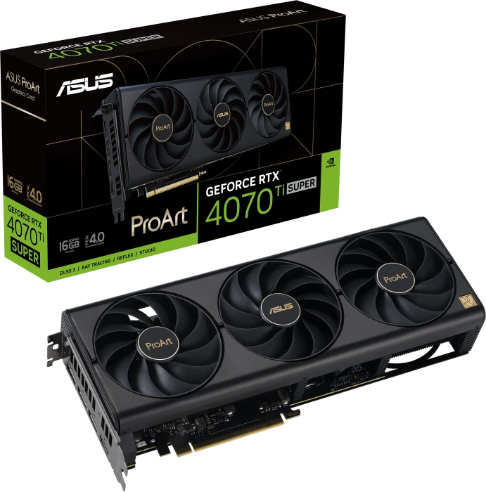 ASUS ProArt GeForce RTX 4070 Ti SUPER, PROART-RTX4070TIS-16G, 16GB GDDR6X, HDMI, 3x DP
