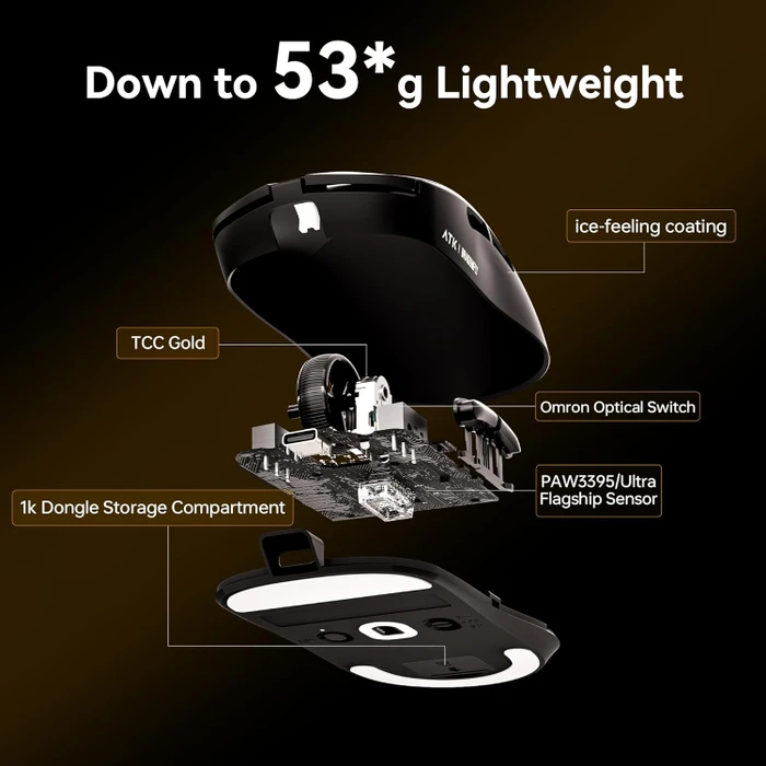 ATK Dragonfly A9 Plus Wireless Gaming Maus, schwarz, USB/Bluetooth