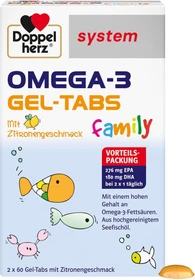 Doppelherz system Omega 3 Gel-Tabs Family Weichkapseln mit Zitrusgeschmack, 120 Stück (2x 60 Stück)
