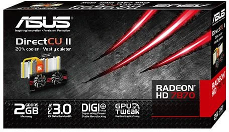 ASUS Radeon HD 7870 GHz Edition DirectCU II, HD7870-DC2-2GD5-V2, 2GB GDDR5, 2x DVI, HDMI, DP
