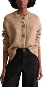 Marc O'Polo Schurwolle Alpaka Mix Relaxed Fit Cardigan Strickjacke light almond melange (Damen)