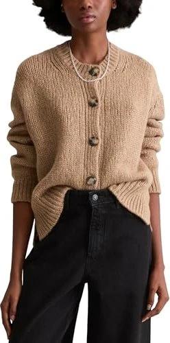 Marc O'Polo Schurwolle Alpaka Mix Relaxed Fit Cardigan Strickjacke light almond melange (Damen)