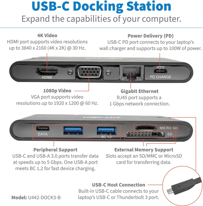Tripp Lite USB-C, Multiport Adapter, USB-C 3.0 [Stecker]