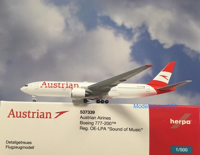 Herpa Austrian Airlines Boeing 777-200 OE-LPA Sound of Music