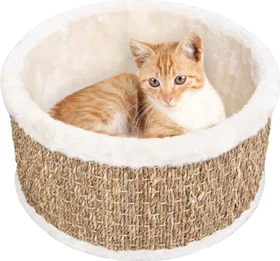 vidaXL Katzenkorb Rund, 36cm Seegras, beige
