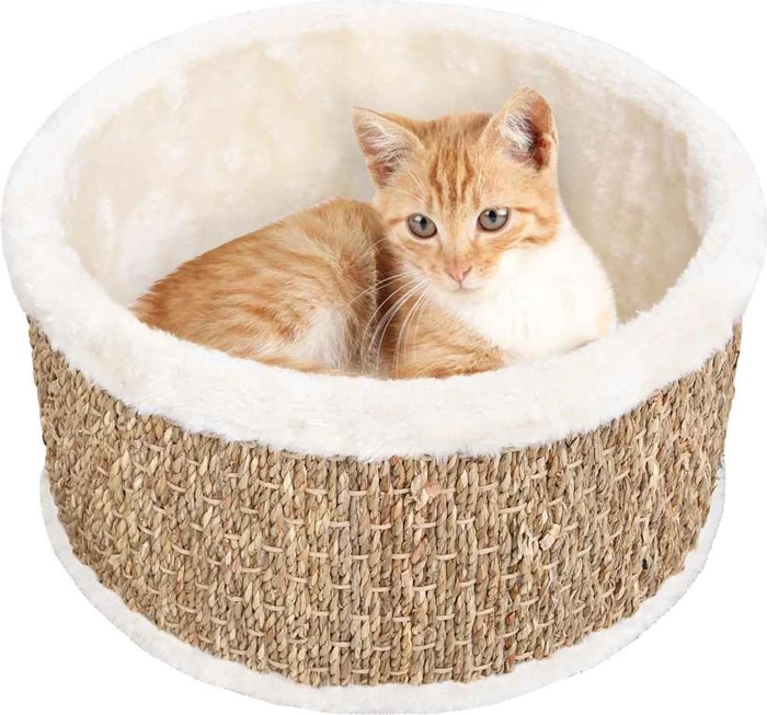 vidaXL Katzenkorb Rund, 36cm Seegras, beige