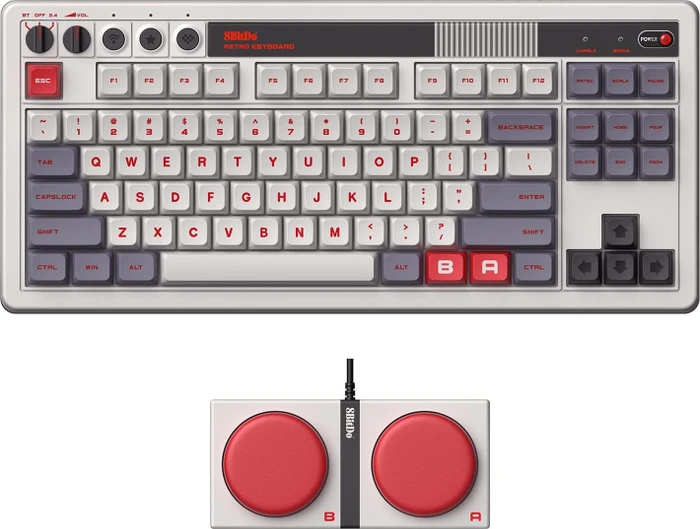 8BitDo Retro Mechanical Keyboard, N Edition, grau, Kailh Box V2 WHITE, USB/Bluetooth, US