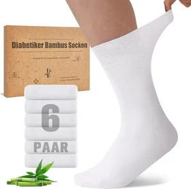 Niorasen Bambus Diabetiker Socken weiß, 6 Paare