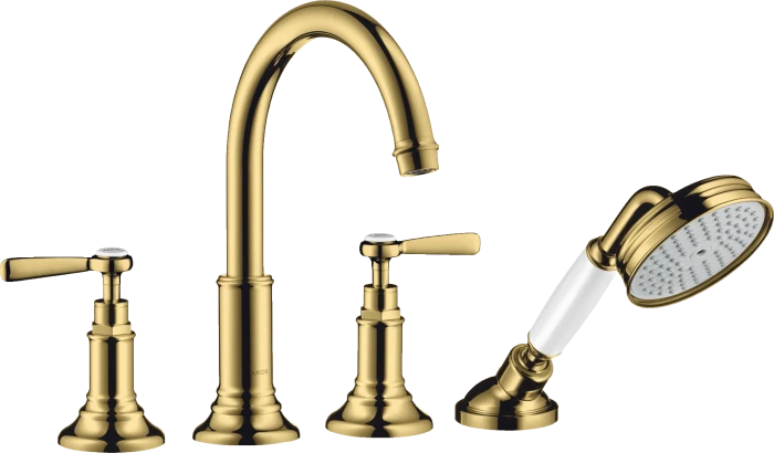 Hansgrohe Axor Montreux 4-Loch Fliesenrandarmatur mit Hebelgriffen polished goldoptik