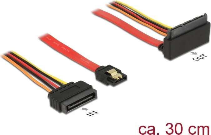 DeLOCK 22-Pin SATA 6Gb/s [Buchse] auf 7-Pin SATA [Buchse] + 15-Pin SATA [Stecker] Adapterkabel