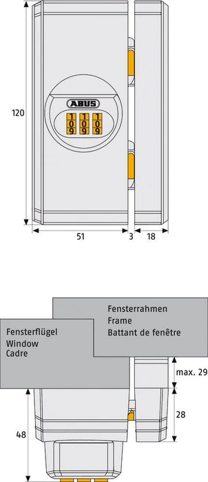 ABUS FTS106 W weiß, Fenster-Zahlenschloss