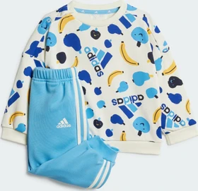adidas Essentials Allover Print Trainingsanzug ivory/semi blue burst (Junior)