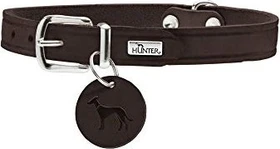 Hunter Aalborg Hundehalsband, Leder, schlicht, robust, komfortabel, 52 M, dunkelbraun