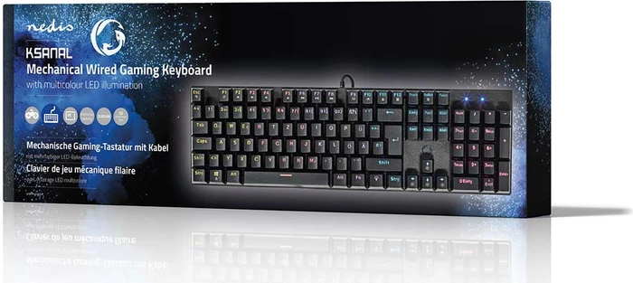 Nedis Wired Gaming Keyboard, schwarz, LEDs RGB, USB, DE