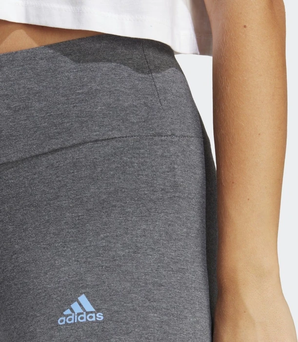 adidas Essentials High-Waisted Logo Tights Hose lang dark grey heather/blue fusion (Damen)