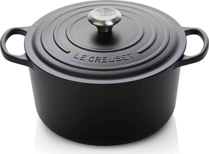 Le Creuset Signature Gusseisen Bräter rund hoch 24cm 5l schwarz matt