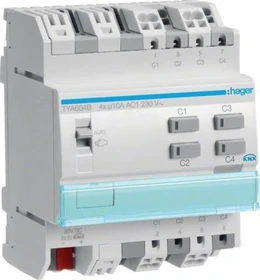 Hager KNX Schalt-/Jalousieaktor 4/2-fach 10A, 4TE REG, Schaltaktor (TYA604B)