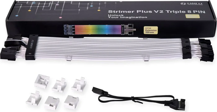 Lian Li Strimer Plus V2, Triple 8Pin, 3x 8-Pin PCIe Verlängerungskabel, RGB beleuchtet