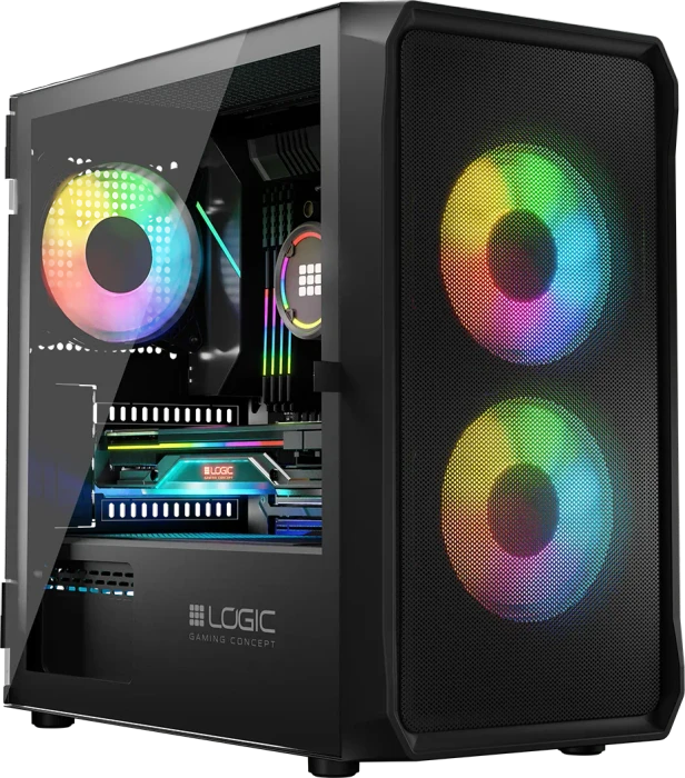 Logic Concept Portos ARGB Mini Black, Glasfenster