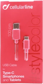 Cellularline USB Cable Stylecolor USB-C 1.00m pink