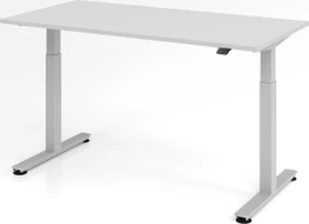 Hammerbacher Ergonomic Aktiv XMST16/5/S elektrisch höhenverstellbarer Sitz-Steh-Schreibtisch 160x80cm grau/silber