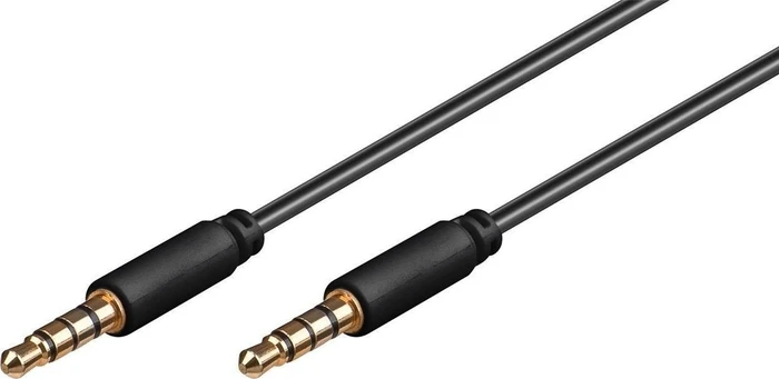 Wentronic Goobay AUX Verbindungskabel, 3.5mm Klinke Stecker/Stecker, 4-Pin, schwarz 3m, bulk