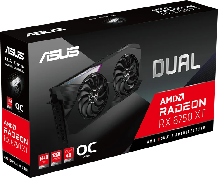 ASUS Radeon RX 6750 XT Dual OC, DUAL-RX6750XT-O12G, 12GB GDDR6, HDMI, 3x DP