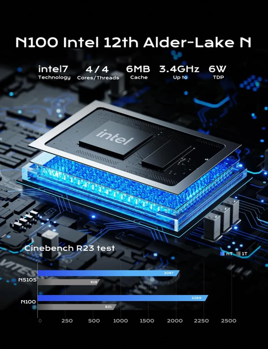 Minisforum UN100P, N100, 16GB RAM, 512GB SSD