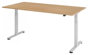 Hammerbacher Ergonomic Aktiv XMST2E/E/S elektrisch höhenverstellbarer Sitz-Steh-Schreibtisch 200x100cm Eiche/silber