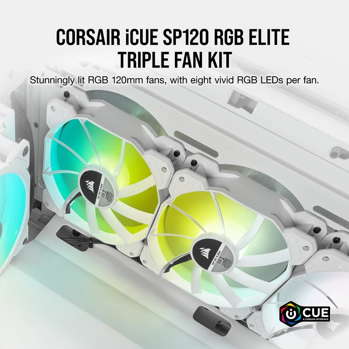 Corsair SP Series iCUE SP120 RGB Elite Triple Fan Kit, weiß, LED-Steuerung, 120mm, 3er-Pack
