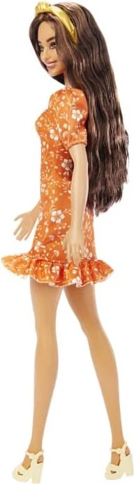 Mattel Barbie - Fashionistas Barbie orangefarbenes Blumenkleid