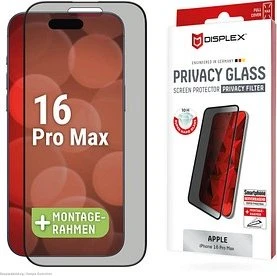 Displex Privacy Glass mit Mount Master für Apple iPhone 16 Pro Max