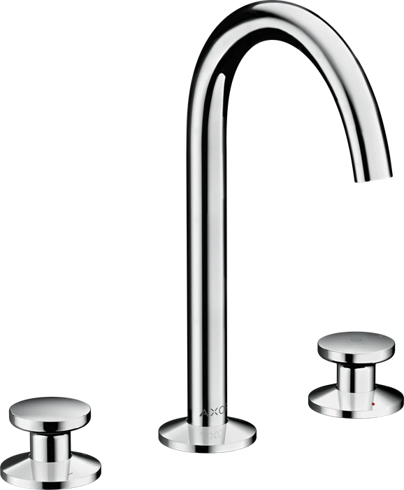 Hansgrohe Axor One 3-Loch Waschbeckenarmatur Select 170 Push-Open Ablaufgarnitur polished nickel