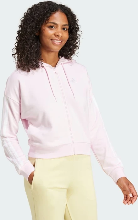 adidas Essentials 3-Streifen French Terry Hoodie clear pink/white (Damen)