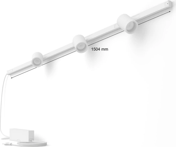 Philips Hue White and Color Ambiance Basis Perifo Schienensystem für die Wand gerade mit 3 Spots weiß