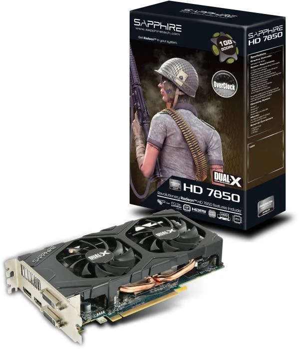 Sapphire Radeon HD 7850 OC, 1GB GDDR5, 2x DVI, HDMI, DP, lite retail