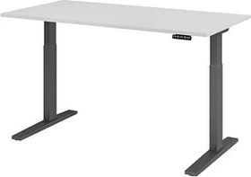 Hammerbacher Ergonomic Aktiv XMKA16 elektrisch höhenverstellbarer Sitz-Steh-Schreibtisch 160x80cm lichtgrau/grau