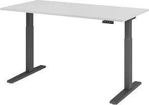 Hammerbacher Ergonomic Aktiv XMKA16 elektrisch höhenverstellbarer Sitz-Steh-Schreibtisch 160x80cm lichtgrau/grau