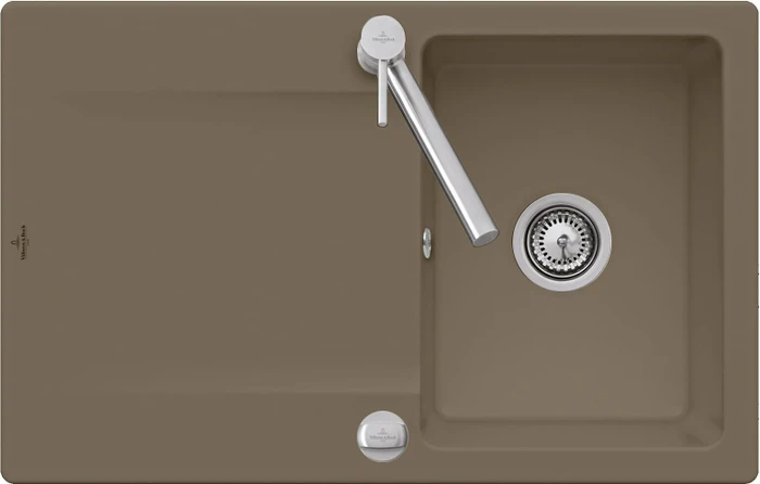 Villeroy & Boch Siluet 800x510mm Einbau Becken reversibel mit Ablauffernbedienung timber