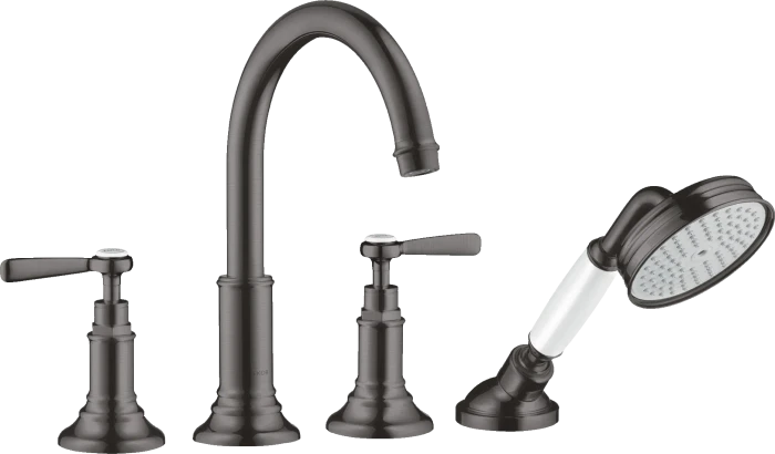 Hansgrohe Axor Montreux 4-Loch Wannenrandarmatur mit Hebelgriffen brushed black chrome