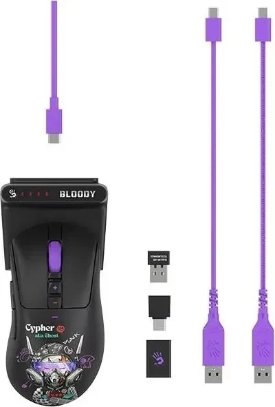 A4Tech Bloody R73 Ultra Duo Wireless Gaming Mouse mit Ladestation, Cypher Ghost, USB