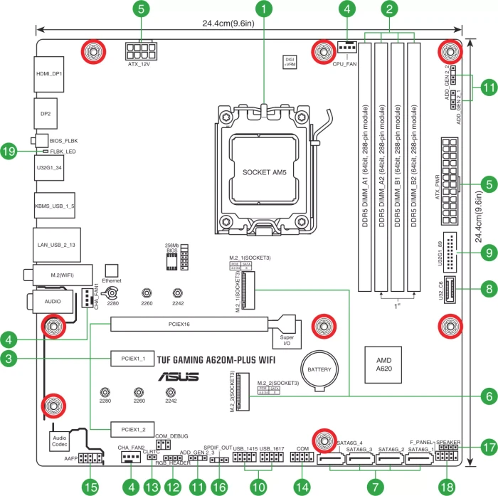 ASUS TUF Gaming A620M-Plus WIFI (AMD AM5)