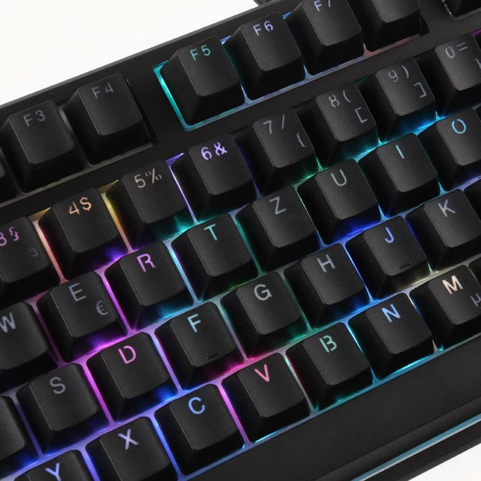 Ducky One TKL PBT schwarz, LEDs RGB, MX SPEED RGB Silver, USB, DE