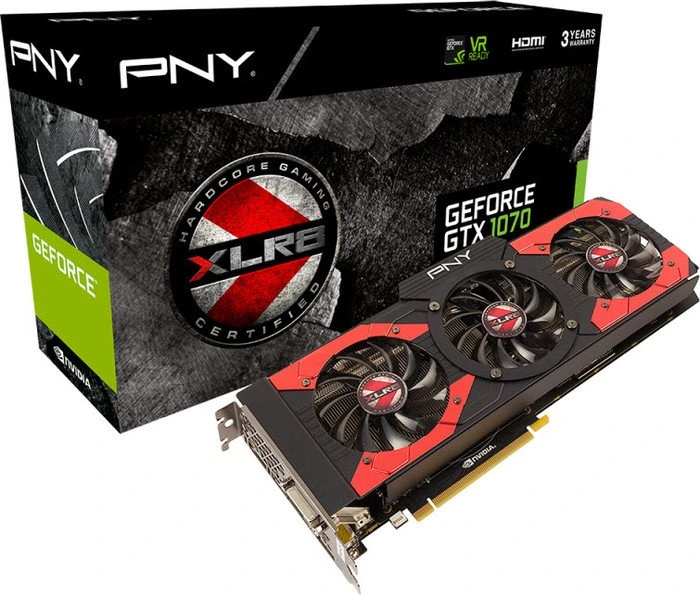 PNY GeForce GTX 1070 XLR8 OC Gaming, 8GB GDDR5, DVI, HDMI, 3x DP