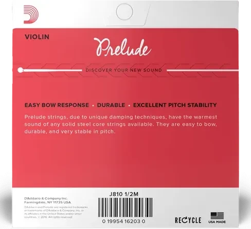 D'Addario Prelude Violin String Set, 1/2 Scale, Medium Tension
