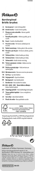 Pelikan Sorte 613F Borstenpinsel Gr. 8/10/12 Pinselset, 3-tlg. (700375) – Bild 2 von 2