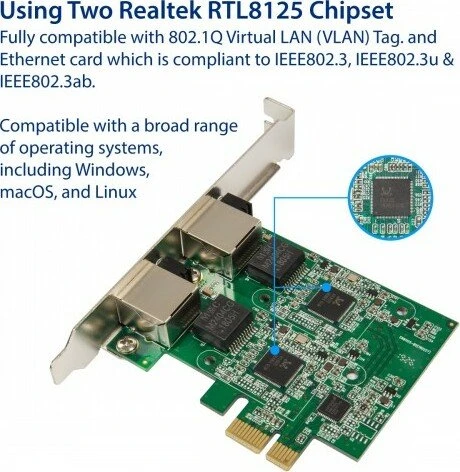 Syba Adapter LAN-Adapter, 2x RJ-45, PCIe 2.0 x1