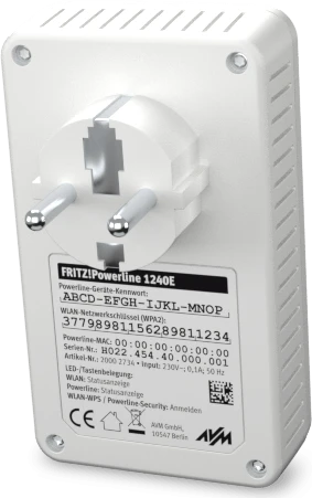 FRITZ! FRITZ!Powerline 1240E Kit, Powerline/WLAN-Access Point und Powerline-Adapter Set, 2er-Bundle